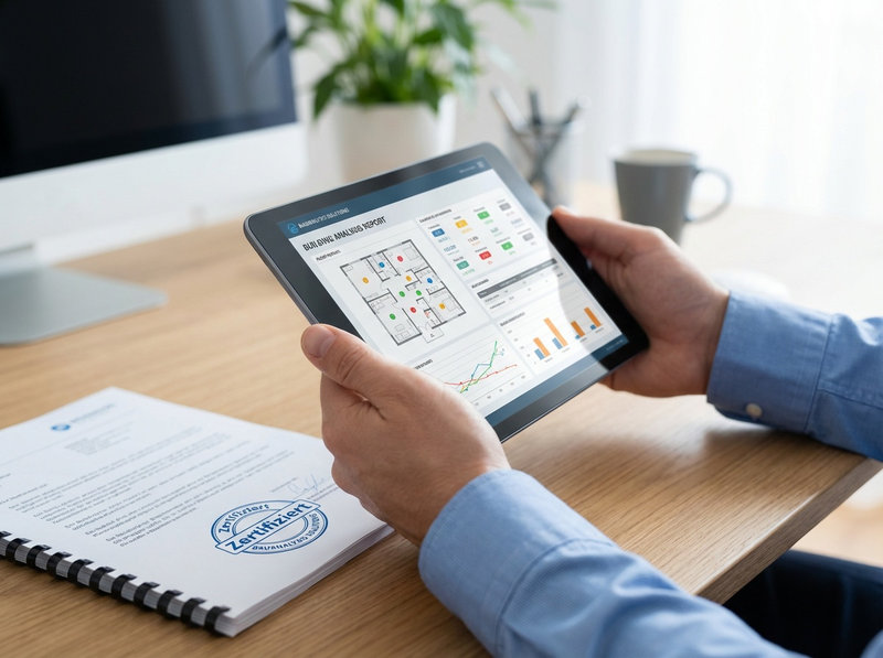 Gebäudeanalyse auf Tablet